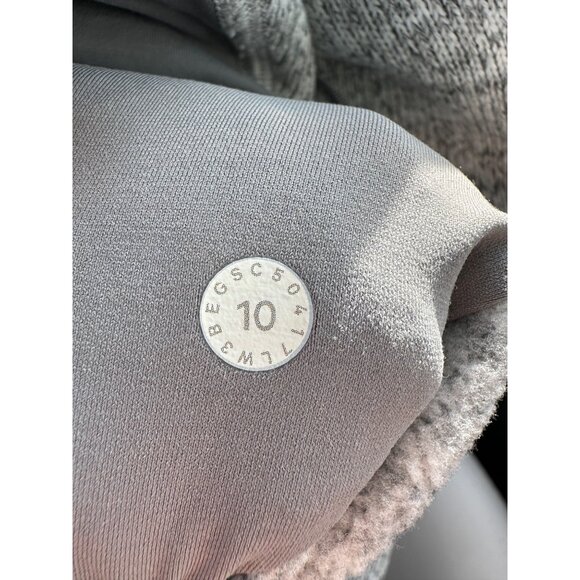 Lululemon Fleece & Thank You Hooded 1/4 Zip Heathered White / Battleship Size 10 - Picture 13 of 16